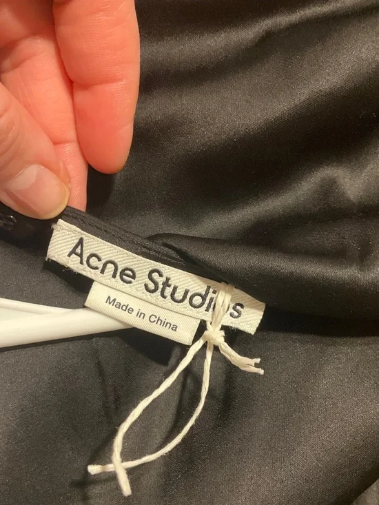 Acne Black Satin Midi Dress with Draped Scarf - Picture 8 of 10